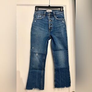 Abercrombie & Fitch the kick flare crop Ultra High Rise Blue Jeans